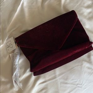BP BURGUNDY VELVET CLUTCH